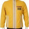 Quilted Style Yellow Men`s Leather Jacket