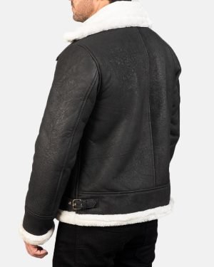 Francis B-3 Distressed Black Leather Jacket