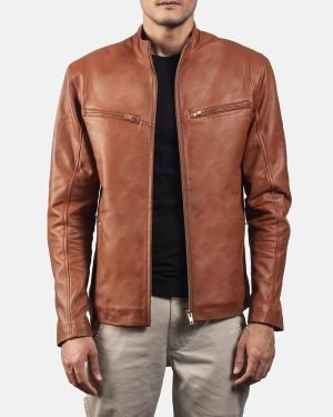 Men's Ionic Brown Leather Biker Jacket