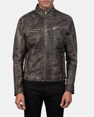 Men's Ionic Distressed Brown Leather Biker Jacket