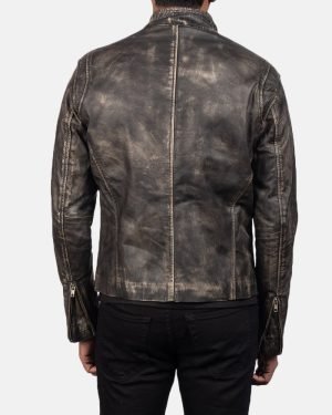 Men's Ionic Distressed Brown Leather Biker Jacket.