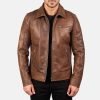 Men's Lavendard Brown Leather Biker Jacket