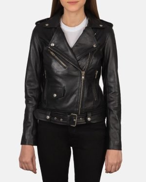 Women's Alison Black Leather Biker Jacket