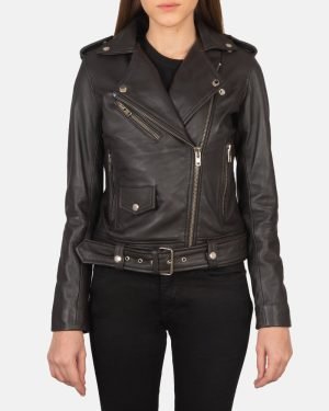 Women's Alison Brown Leather Biker Jacket