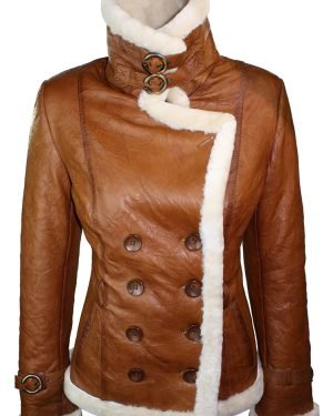 Women-Aviator-Shearling-Fur-Double-Breasted-Leather-Jacket